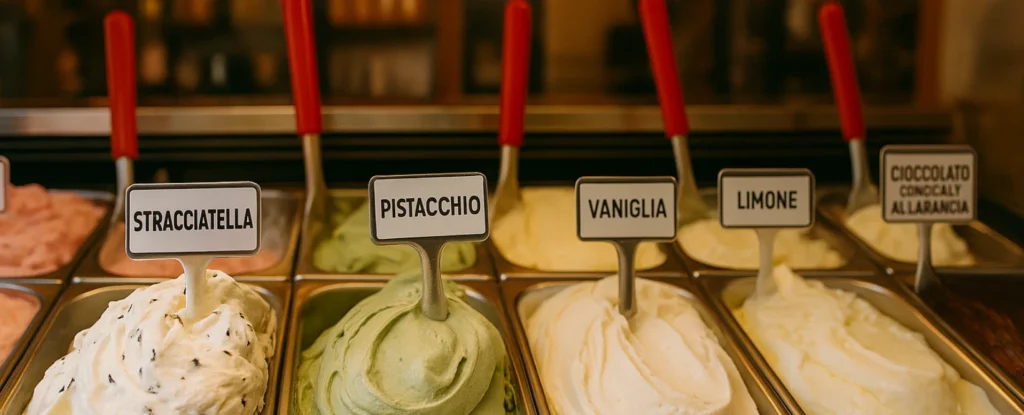 Veelvoorkomende ijssmaken in het Italiaans